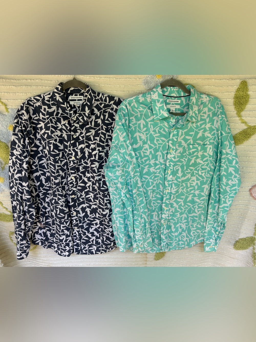 AMAZON ESSENTIALS LOT of 2 Long Sleeve Linen Blend Button Down Shirts Sz XL Slim